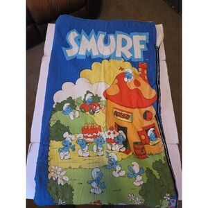 Smurf VTG Sleeping Bag 80s The Wenzel Co 33" X 65" Colorful Mushrooms Floral